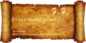 Fricz Honóriusz névjegykártya